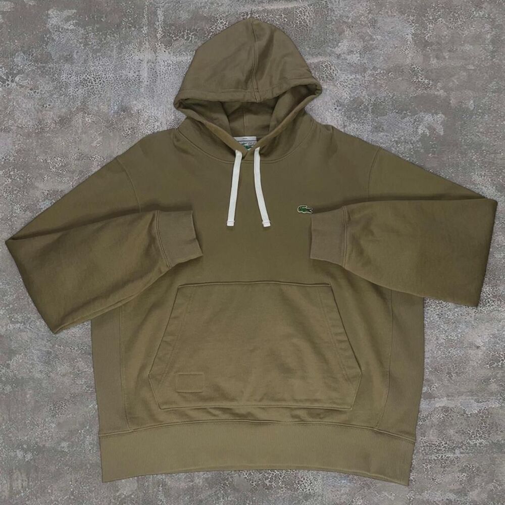 Lacoste Men's XXL Olive Green Classic Embroidered Crocodile Pullover Hoodie